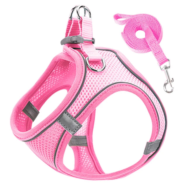 Reflective Pet Harnesses And Leashes Set