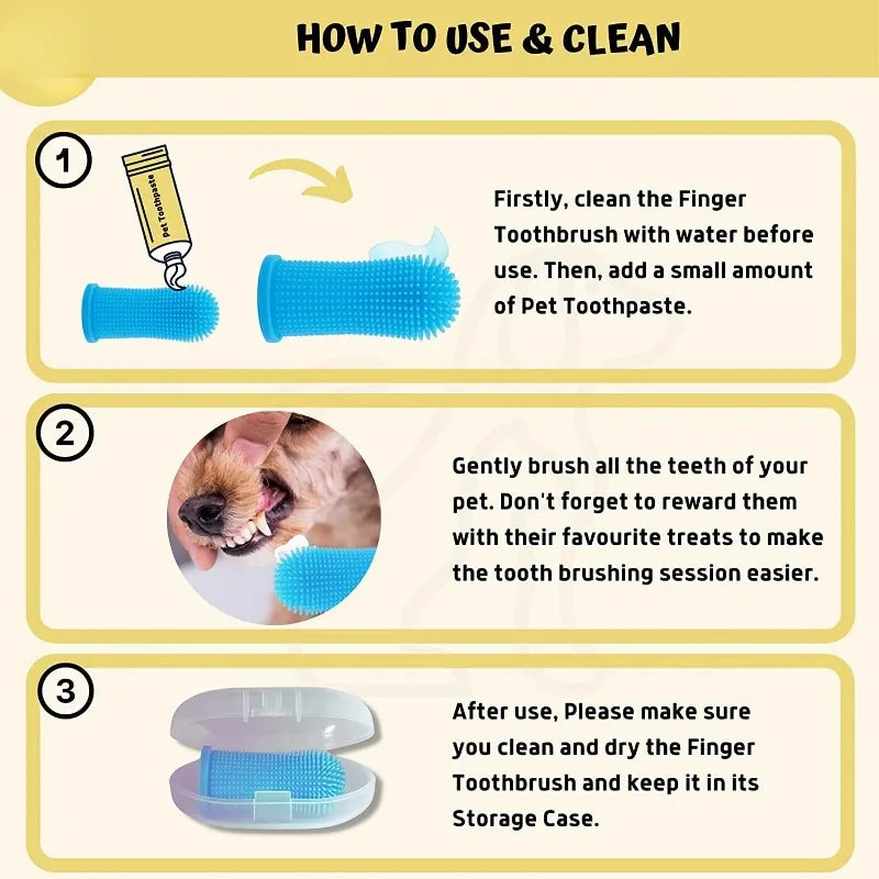 Dog Super Soft Pet Finger Toothbrush Teeth Cleaning