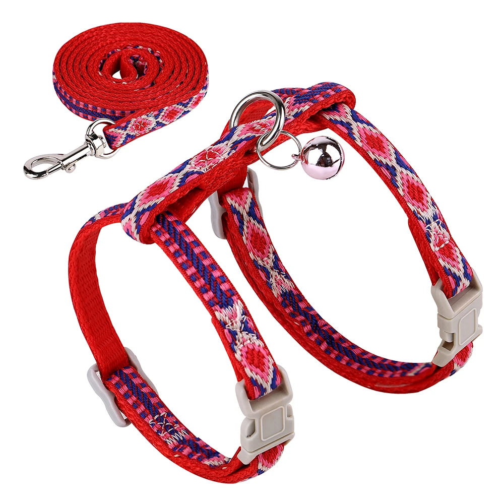 Nylon Cat Harness Vest Leash