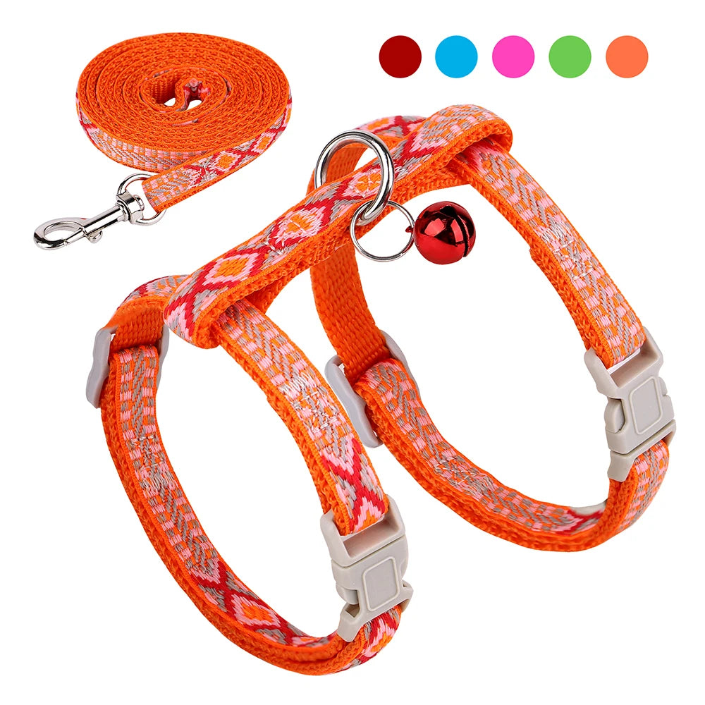 Nylon Cat Harness Vest Leash